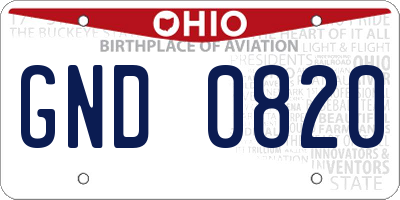OH license plate GND0820