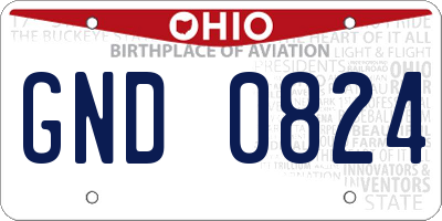 OH license plate GND0824