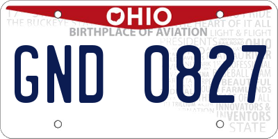 OH license plate GND0827