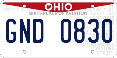 OH license plate GND0830
