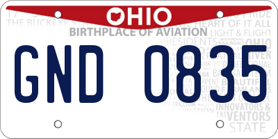 OH license plate GND0835