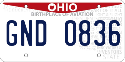 OH license plate GND0836