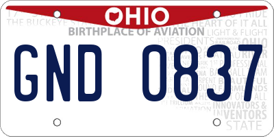 OH license plate GND0837