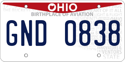 OH license plate GND0838