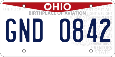 OH license plate GND0842