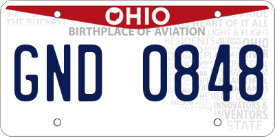 OH license plate GND0848