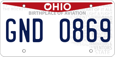 OH license plate GND0869
