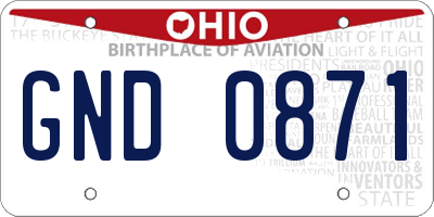 OH license plate GND0871