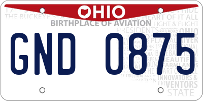 OH license plate GND0875