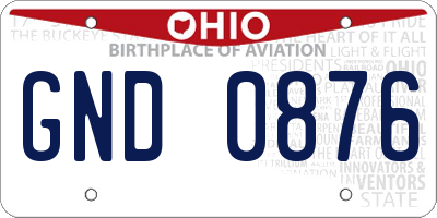 OH license plate GND0876