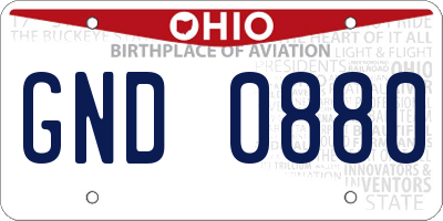 OH license plate GND0880