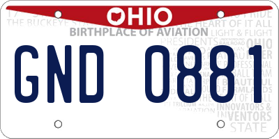 OH license plate GND0881