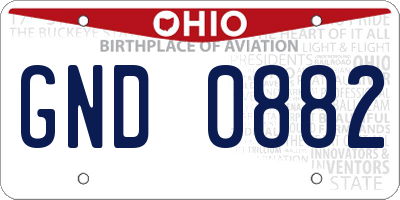OH license plate GND0882