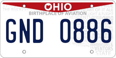 OH license plate GND0886