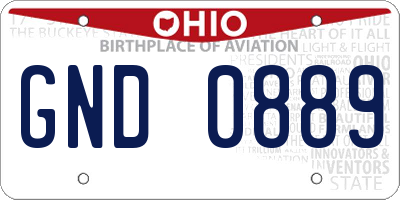 OH license plate GND0889