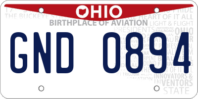 OH license plate GND0894