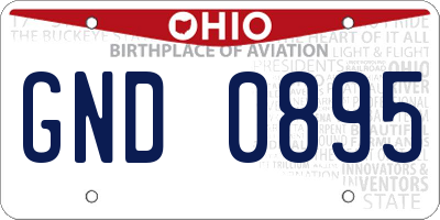 OH license plate GND0895