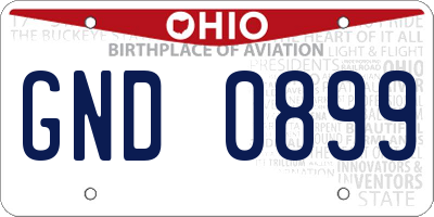 OH license plate GND0899
