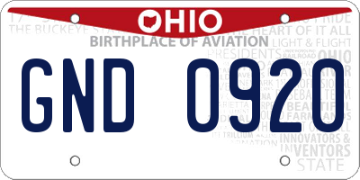 OH license plate GND0920