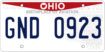 OH license plate GND0923