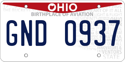 OH license plate GND0937