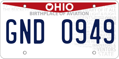 OH license plate GND0949