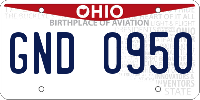 OH license plate GND0950