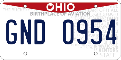 OH license plate GND0954