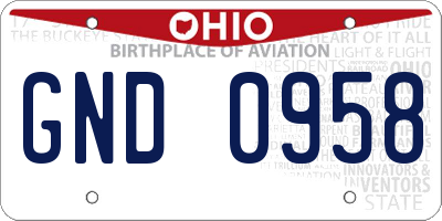 OH license plate GND0958