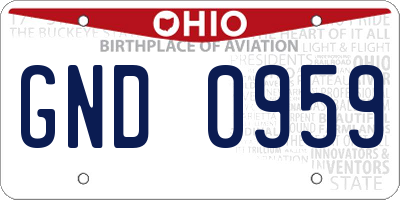 OH license plate GND0959