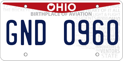 OH license plate GND0960