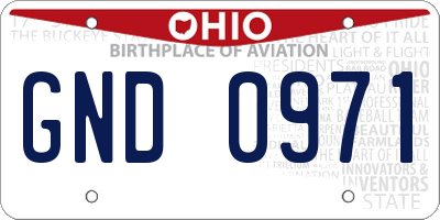 OH license plate GND0971