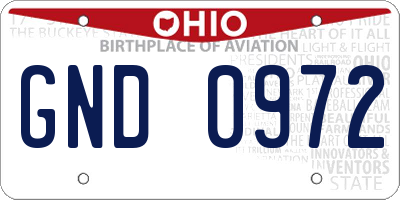 OH license plate GND0972