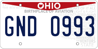 OH license plate GND0993