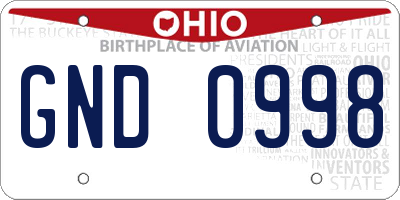 OH license plate GND0998