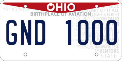 OH license plate GND1000