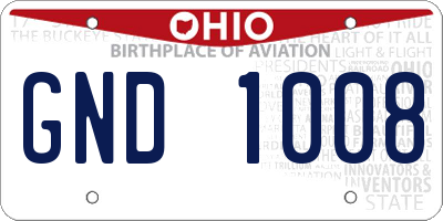 OH license plate GND1008