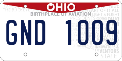 OH license plate GND1009