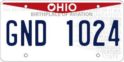 OH license plate GND1024