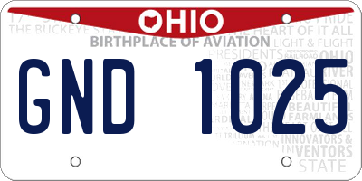 OH license plate GND1025