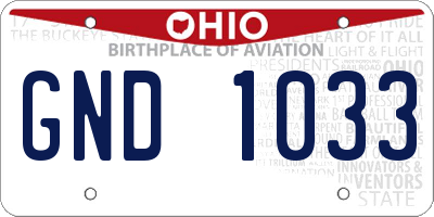 OH license plate GND1033