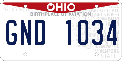 OH license plate GND1034