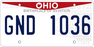 OH license plate GND1036
