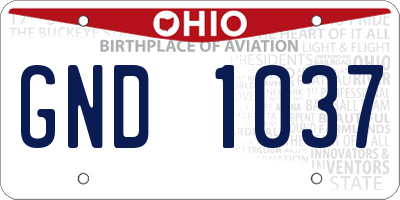 OH license plate GND1037