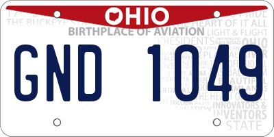 OH license plate GND1049