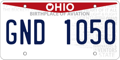 OH license plate GND1050