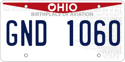 OH license plate GND1060