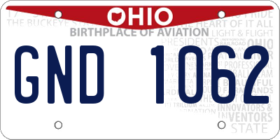 OH license plate GND1062