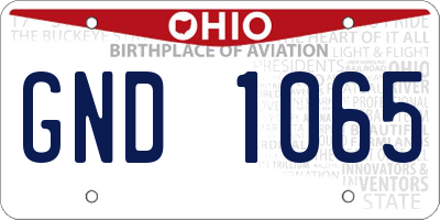 OH license plate GND1065