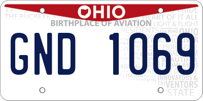 OH license plate GND1069